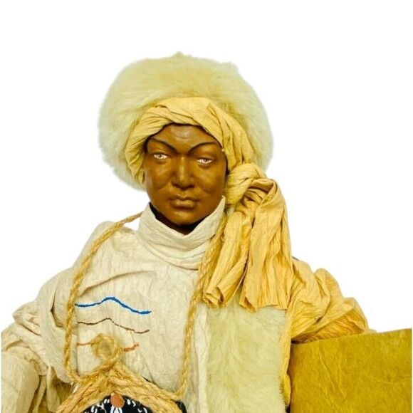 Tibetan Nomad Paper Mache Sculpture Art Figure Paulette Cui Philippine Artist - Picture 1 of 14